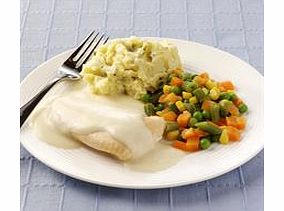 A succulent piece of trout in a creamy lemon sauce. Served with Colcannon mash and a medley of peas, sweetcorn, diced carrot and cut green beans.
