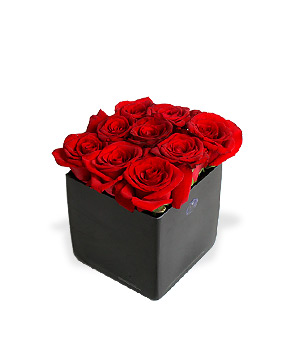 Unbranded Finest Bouquets - Red Roses - black cube