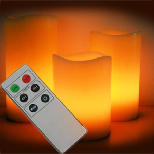 Unbranded Flameless LED Candles - 3 Mooncandles with