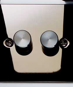 Rotary dimmer switch. 60 watts minimum to 250 watts maximum, per dimmer.