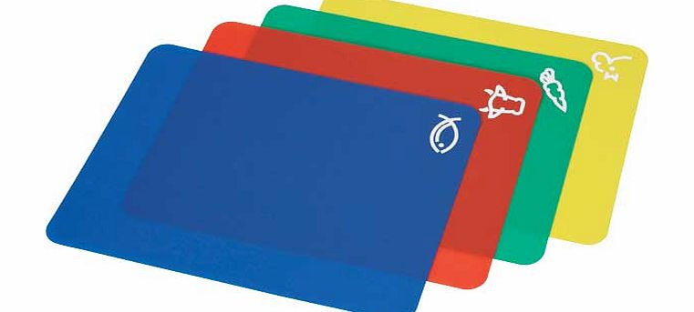 Unbranded Flexible Colour Plastic Chopping Mats - Pack of 4