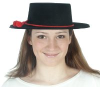 Dress up as a Spanish Flamenco dancer or rider in this black flock hat