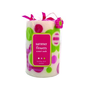 Unbranded Flowers and Spots Pillar Candle