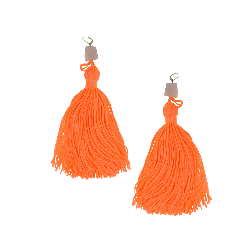 Unbranded Fluorescent Orange Tassel Earrings
