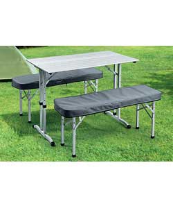 Lightweight item folds into carry/storage case. Size of table height adjustable 54, 58, 63 and 68cm.