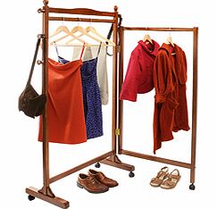 Now you can create extra hanging space without turning your room into an eyesore! The first of its kind weve seen, this furniture-quality clothes rail is beautifully made in solid wood. It can be used as a single rail or folds out to double its size