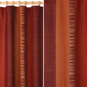 Folk Stripe Pencil Pleat Curtains- Flame- W168 x Drop 228cm
