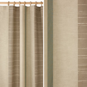Folk Stripe Pencil Pleat Curtains- Parchment- W218 x Drop 182cm