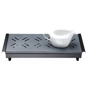 Plenty of food will stay hot on this three candle food warmer in dark grey finish.