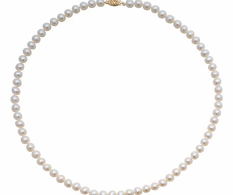 A classic white pearl necklace with a 9ct gold safety oval clasp. This piece will add a touch of elegance to evening dresses and occasion wear. Dimensions: Length: 20 Individual pearl: 0.6 x 0.7cm When cared for properly, pearls can last a lifetime. 