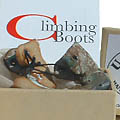 Individually hand-made pottery boots. Presented in