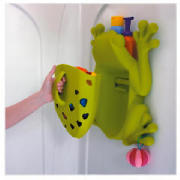 The Frog pod bath toy scoop provides a solution for picking up bath toys. This built-in shelf for ba
