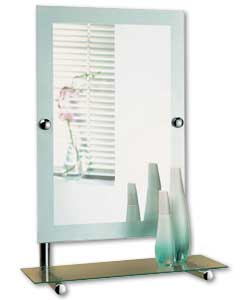 Frosted Edge Mirror with Glass Shelf