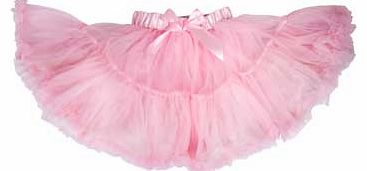 An adorable pink and ivory layered tutu skirt which is light. frothy and fun. This is and essential wardrobe piece for any budding dancer or the fashionable young girl. With a pretty satin waistband and bow detail. hand washable. Suitable for height 
