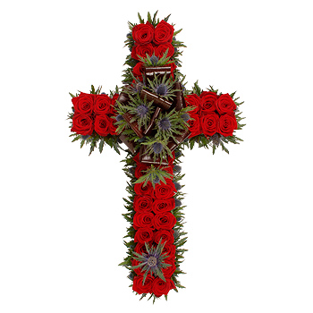 Unbranded Funeral Cross Tribute Gothic Arrangement - flowers