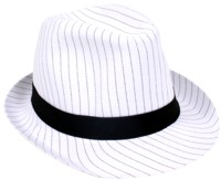 Unbranded Gangster Hat White with Pinstripe