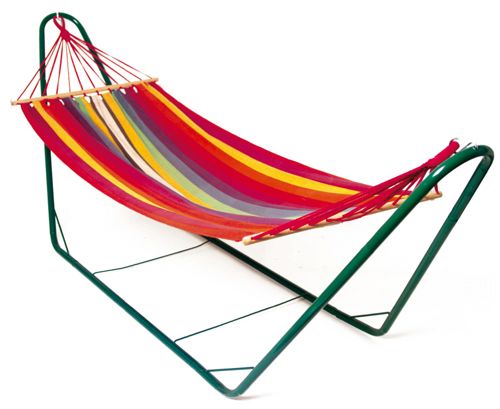Free standing Garden Hammock stand in metal  Comes flat pack, easy erection and storing, in green