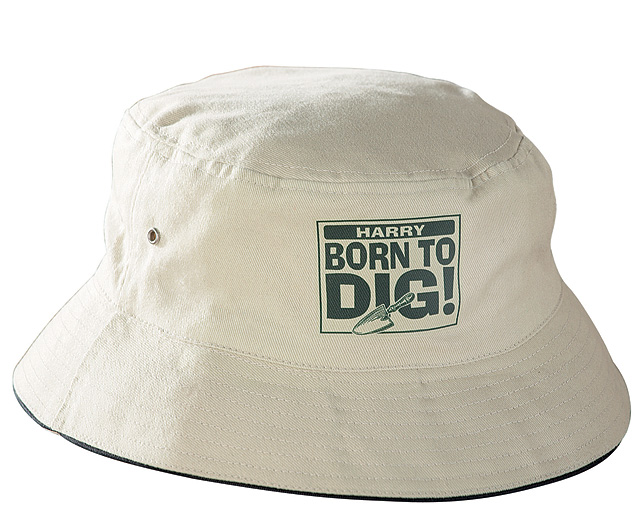 Unbranded Gardeners Bucket Hat - Stone - Med/Lge - Hardy Perennial - Personalised