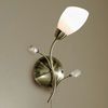 Delicate cut glass decoration and cone shaped opal glass shades. 1 x max 40W E14 bulb required. 15W 
