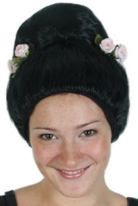 Your Japanese girl costume will be complete with this Geisha wig.  It features a high top and