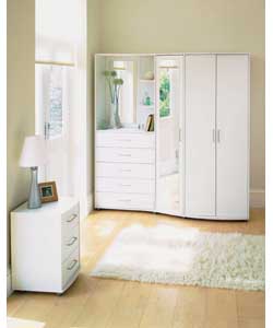 Genoa White Bedroom in a Box; Fitment and 3 Drawer Chest