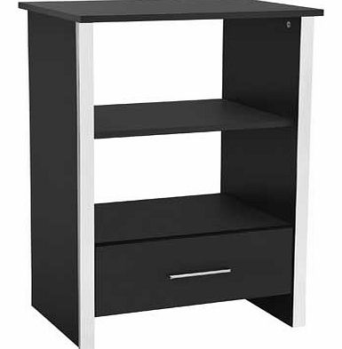 Both stylish and contemporary. the black Genova media storage tower unit features sleek. sturdy surfaces and shiny. chrome effect edges giving a bold finish to a modern home. This unit can be used to store your docking station or CD player and any DV
