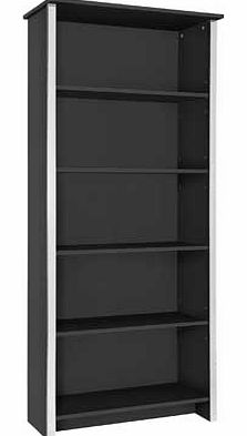 Both stylish and contemporary. the black Genova bookcase features sleek. sturdy surfaces and shiny. chrome effect edges giving a bold finish to a modern home. With three adjustable shelves. you will be able to accommodate all of your books no matter 