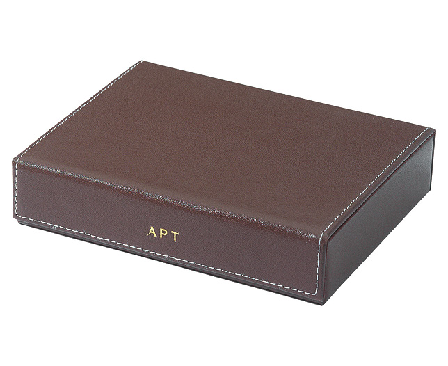 Unbranded Gentlemanand#8217;s Leather Organiser Box - Brown Personalised
