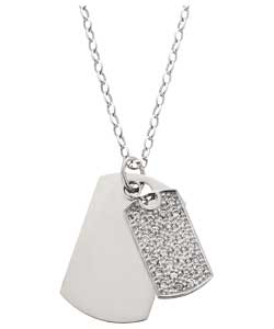 Unbranded Gents Ice Sterling Silver Cubic Zirconia Dog Tag Pendant