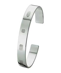 Gents Sterling Silver Flat Torque Bangle.