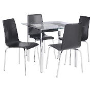 Unbranded Geometric Square Glass Table with 4 Chairs Set,