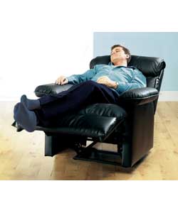Modern, comfortable recliner. From chair to recliner in one easy action. Leather faced seat, back