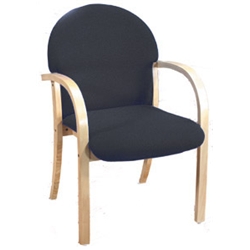 An executive style armchair with distinctive curved back and sweeping arms for comfortBeech veneer