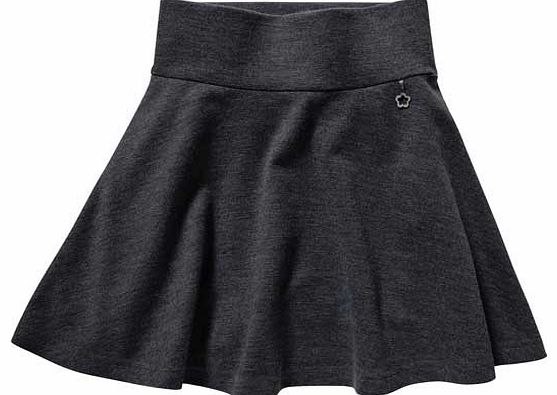 Your little girl can look and feel stylish at school with this girls grey school skirt. The deep elastic waistline and soft handle fabric makes for a comfortable fit. For a cute finishing touch. it features a pretty flower shaped charm. Available for