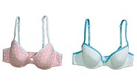 Pack of 2 bras shaped for wearing with T-shirts and jersey tops. 95% cotton, 5% elastane