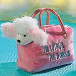 Embroidered bag with soft plush poodle