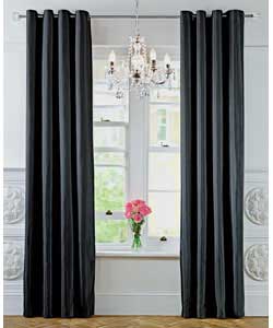 Unbranded Glamour Damask Pair of Black Curtains 66 X 72