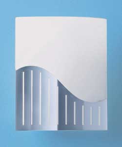 Brushed chrome finish with cut-out line design and frosted glass shade.Size (H)25cm, (W)20cm,
