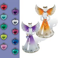 Choose your angel of the month. Each carries a different coloured heart. Beautiful glass angel
