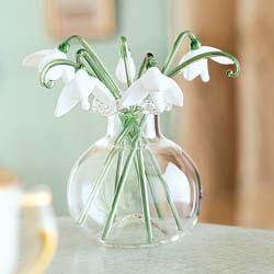 Exquisite glass snowdrops and vase handmade in Suffolk