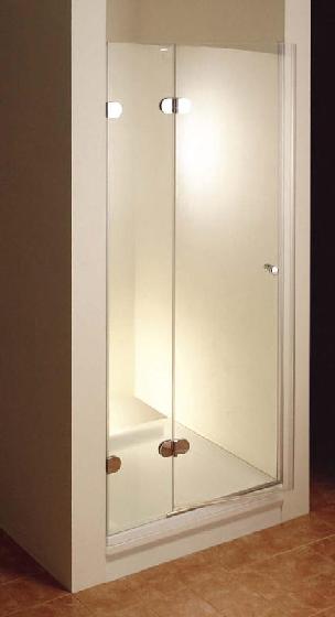 An exceptionally high quality stylish shower door.  Features include: Solid brass chrome plated risi