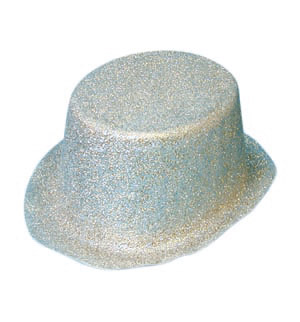 Glitter Top hat, silver