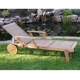 The Gloucester Sun Lounger is made from a combination of teak and hularo synthetic weave ideal for b