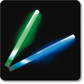 Baton for waving at concerts etc., that glows in a single colour. Blue, Pink, Yellow and green