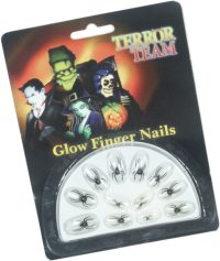 Stick on nails with a spider which glow in the dark. A fantastic finishing touch to your Halloween