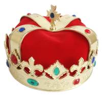 Get ready for the coronation of a new ruler with this red and gold jewelled crown. It