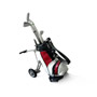This miniature Golf Bag and Pen Set features three ball point pens and a folding metal trolley to
