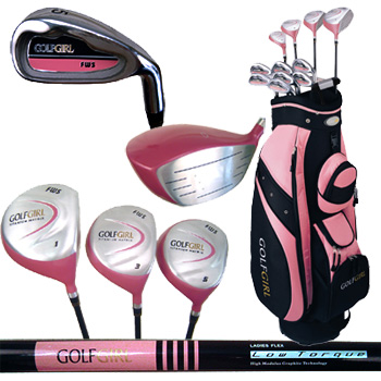 BRAND NEW IN BOXGolfGirl Ladies` Complete Golf Package with cart bag       The Pink Collecti