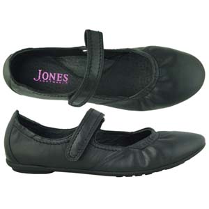 A sporty pump from Jones Bootmaker. In soft Leather, with elasticated toe and heel and a Velcro fast