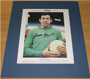 Signed in black pen by the England goalkeeping World Cup winner and professionally mounted to a
